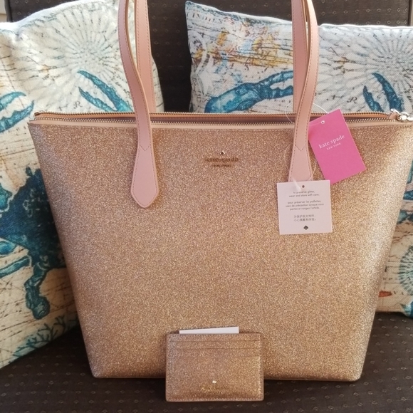 kate spade Handbags - NWT♠️KATE SPADE GLITTER TOTE & Card holder